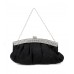 Evening Bag - Pleated Satin w/ Beads Accent - Black - BG-E70973BK